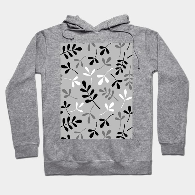 Assorted Leaf Silhouettes BW & Grays Hoodie by NataliePaskell